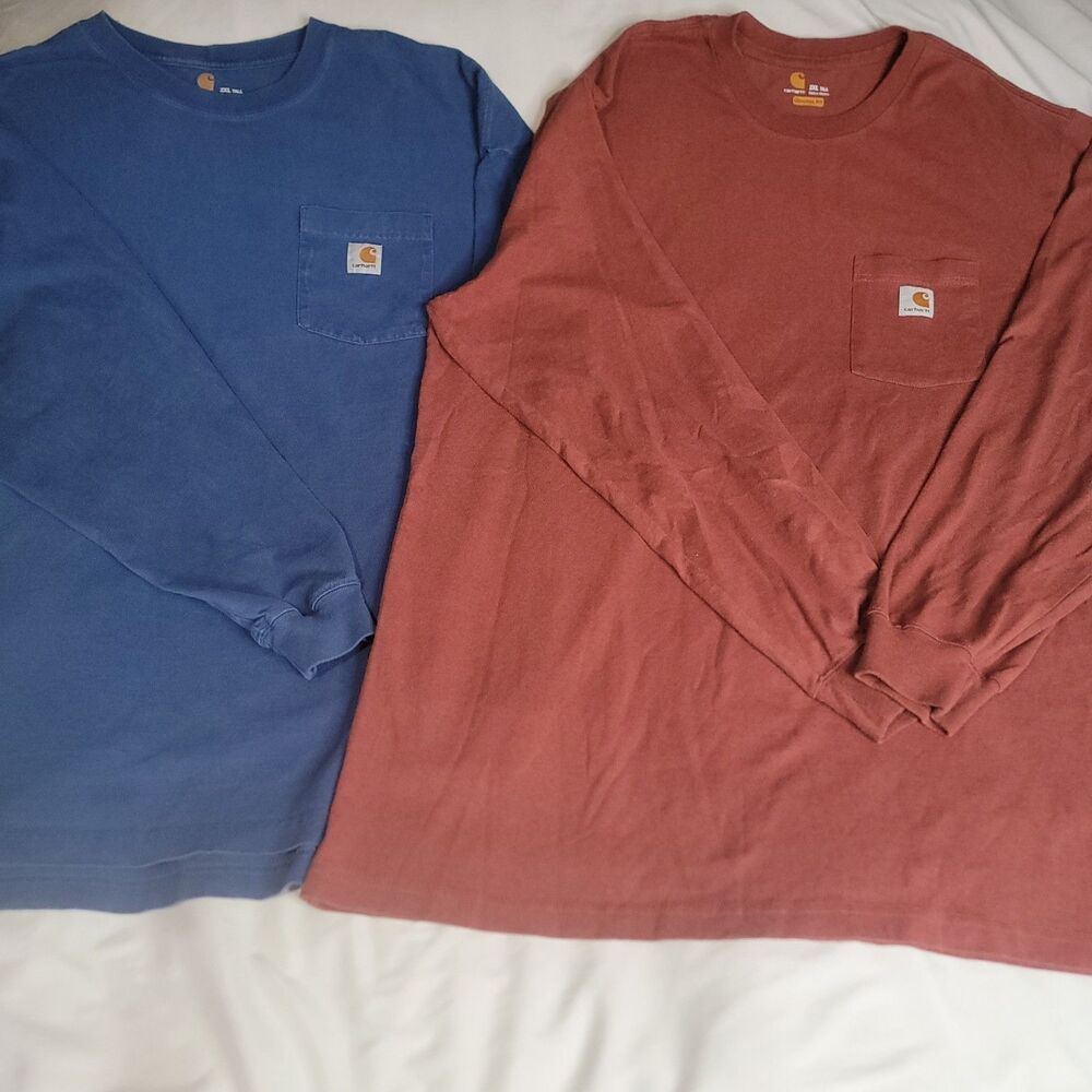 Carhartt Long Sleeve Pocket T Shirt 2XL Tall Rust Orange Original Fit Workwear